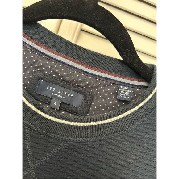 Ted Baker Sepal Textured Crewneck Sweater Navy Blue, Sz 4 / US Medium, MP $195 - Picture 2 of 12